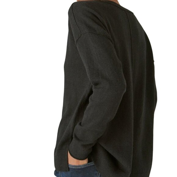 Lucky Brand NWT Cotton Blend V Neck Jet Black Sweater Capsule Wardrobe Size XL - Picture 5 of 10